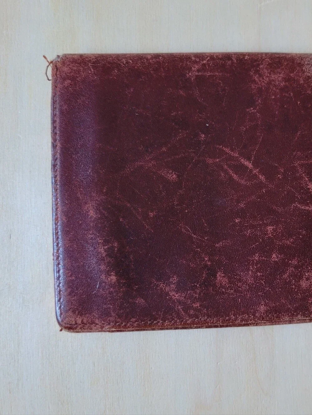 Vintage Cartier Burgandy Leather Bifold Wallet with Gold Corners & Coin holder
